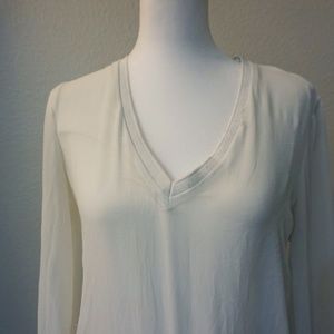 White Long Sleeve Shirt with Sheer Sleeves